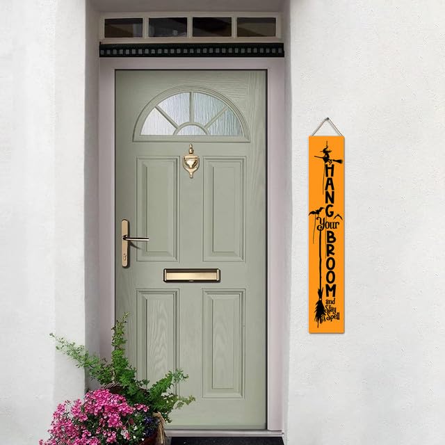 (160 x 20) Insegna verticale con scritta "Enter If You Dare Halloween" per portico anteriore in piedi da appendere grande cartello di benvenuto in legno alto decorazioni per feste di