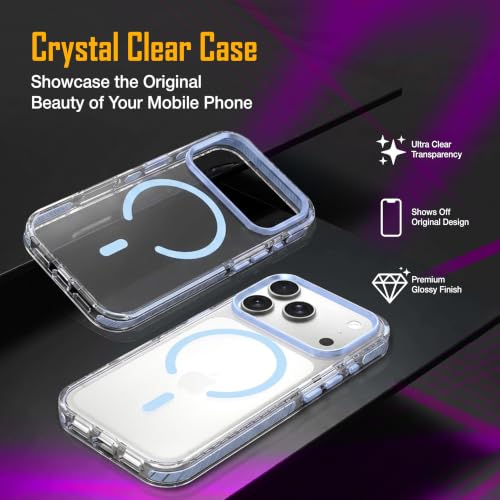 Image of Zapcase Crystal Clear Back case for iPhone 17 Pro | PC Back | TPU Bumper with Inner Rubber Grip | Metal Camera Guard Bezel | Metal Buttons | Scratch Resistant | 2 Layer Edge Protection | Light Blue