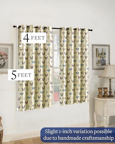 Image of Cloth Fusion Printed 100% Blackout Window Curtains 5 Feet Long Set of 2
