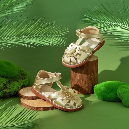 Image of Felix & Flora Toddler Girls Sandals Soft Rubber Princess Flat Shoes Flower Girl Shoes