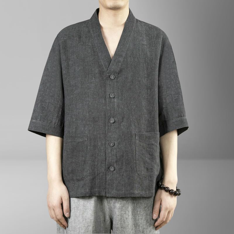 Chemise col Hanfu en coton lin de qualité supérieure style chinois - 3