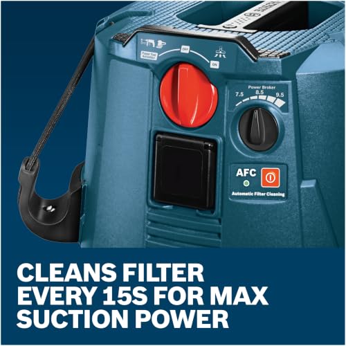 Image of Bosch VAC090AH 9 Gallon Dust Extractor with Auto Filter for Grinder 1773AK | Power Tool Activation | Dust Control System | Jobsite Vacuum | Portable Design | Wet /Dry Collection | HEPA Filter System