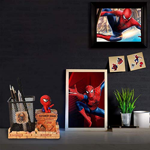 Spiderman Pen Holder, Breis Creative Novelty Office Desk Decorations Man Boy Girls Gadgets Stationery Storage Box Unique Gifts For Spiderman Fans (Red-A) #TOP1
