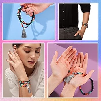 Fiada Halsketting Mala-armband met 108 kralen, 6 mm, Tibetaanse boeddhistische gebedsketting, Reiki, genezing, boeddha-rozenkrans, meditatie, natuurlijke edelstenen, met hanger, 68 cm, One Size