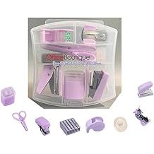 Mini Stationery Set, Macaron Lilac Colour, Handy for School, Office or at Home, in a Handy Storage Box