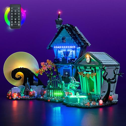 LocoLee Light Compatible with Lego Tim Burton's The Nightmare Before Christmas 21351, Lighting Set Accessories Compatible with Lego Halloween Chris 21351, No Models Only Light (RC Version)