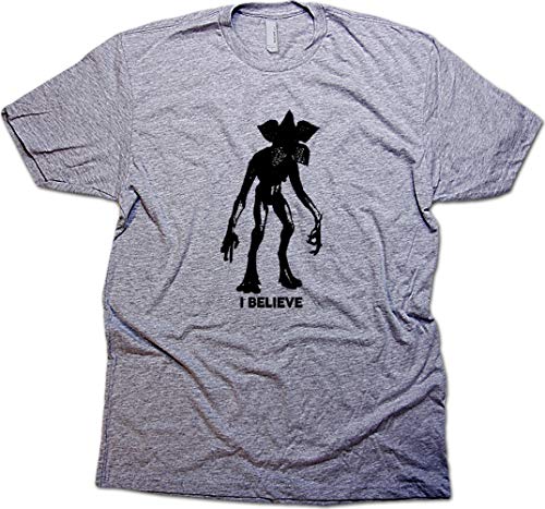 Daft Threads ~ Stranger Demogorgon Things T-Shirt & Hawkins Eleven Sticker Athletic Heather