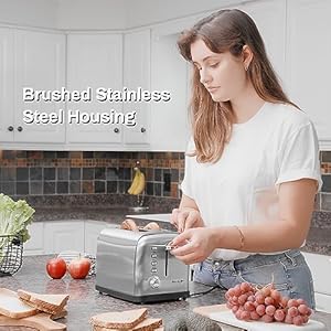   Toaster-2-Slice-Extra-Wide-Slot-Toaster-for-Bagels-Bread-Waffles-7-Shade-Settings-4-Main-Functions-Removable-Crumb-Tray-900-Watts-Toasters-Brushed-Stainless-Steel