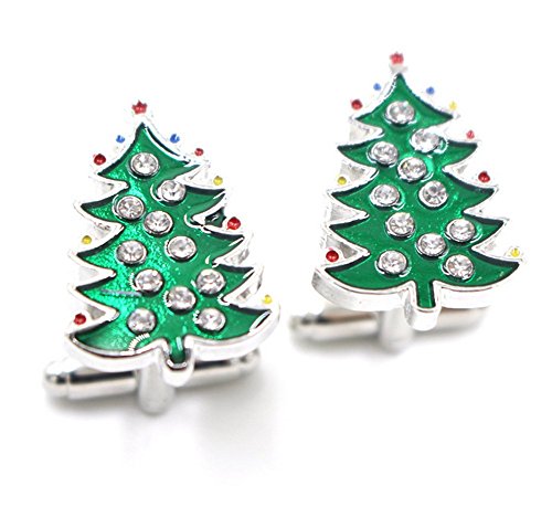 Demarkt Green Christmas Tree Cuff Links Cufflinks Unique Cufflinks for Men