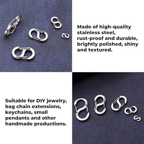Double Opening Lobster Clasp Necklace Clip Shortener Charm Clasp Stainless Steel S Lock Bracelet Connector Necklace Clip (L(19 * 10mm/0.75 * 0.4in), 10PCS Silver) - Thumbnail 3