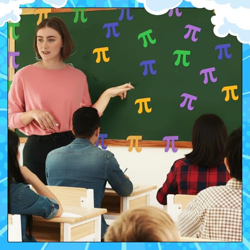 Image of Kisston 360 Pcs Pi Cutouts Paper 3.9 Inch Assorted Color Die Cuts for DIY Craft Projects School Classroom Bulletin Board Decor