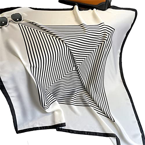 Multi-use Scarfs Light Luxury 90cm Silk Scarf Simple Striped Large Square Scarf for Women
