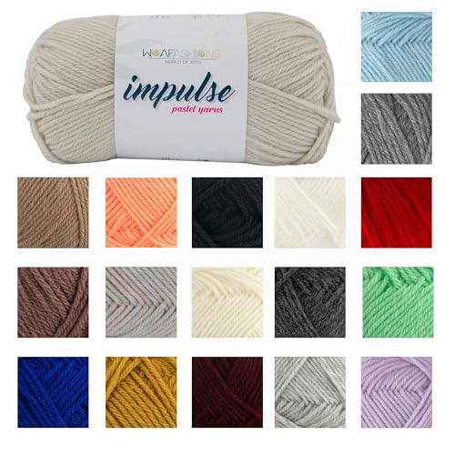 Image of WOAFashions Impulse Hand Knitting & Crochet Yarn, Premium Acrylic, 4 : Medium (Pearl Beige) (4x100gms / 14.1oz)