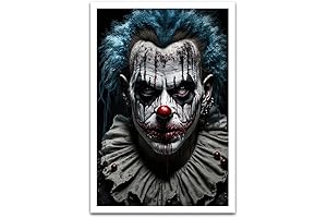 Scary CREEPY CLOWN Portrait, High Res AI Art Giclée 19x13 inch Poster Print (5)