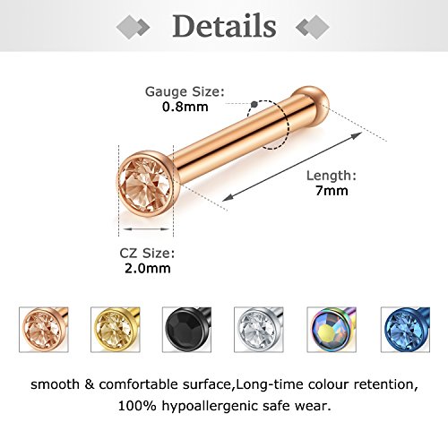 Zolure 18G 20G 22G Nose Pin Bone Screws Studs Surgical Steel Body Piercing Jewelry for Women Men3