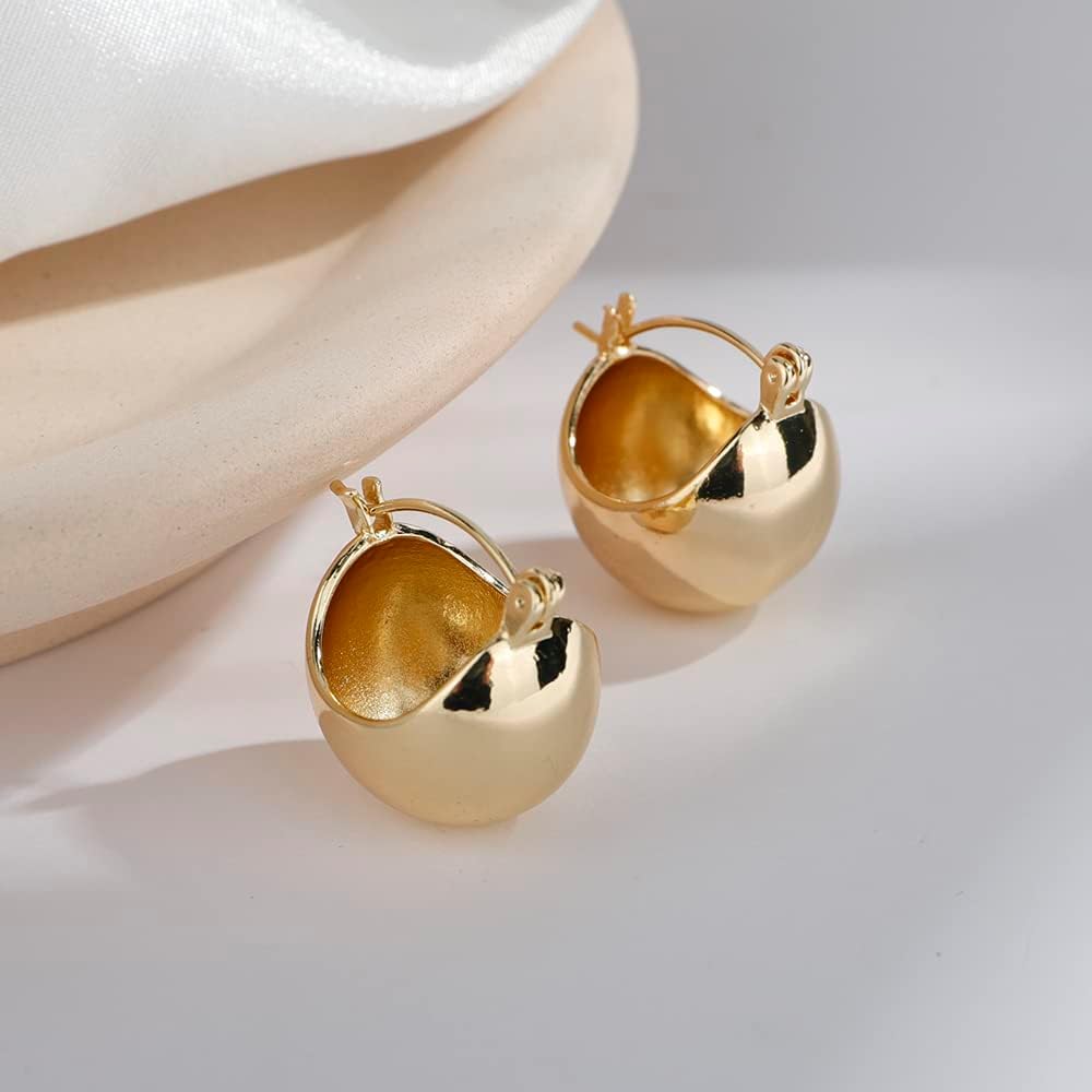 Jumwrit Golden Round Ball Drop Dangle Earrings Set Dainty Huggie Hoop Earrings Chunky Simple Polished Ball Earrings Hypoallergenic Earrings Accessories for Women - Image 7