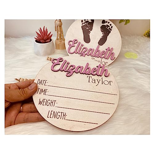 Baby Announcement Sign with Birth Stats, Footprint Sign For Newborn, Baby Name Reveal, Personalized Baby Name Sign, Sign For Hospital