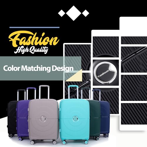 Expandable Hardshell Suitcase Double Spinner Wheels PP Luggage Sets Lightweight Durable Suitcase with TSA Lock,3-Piece Set (20/24/28),Black3