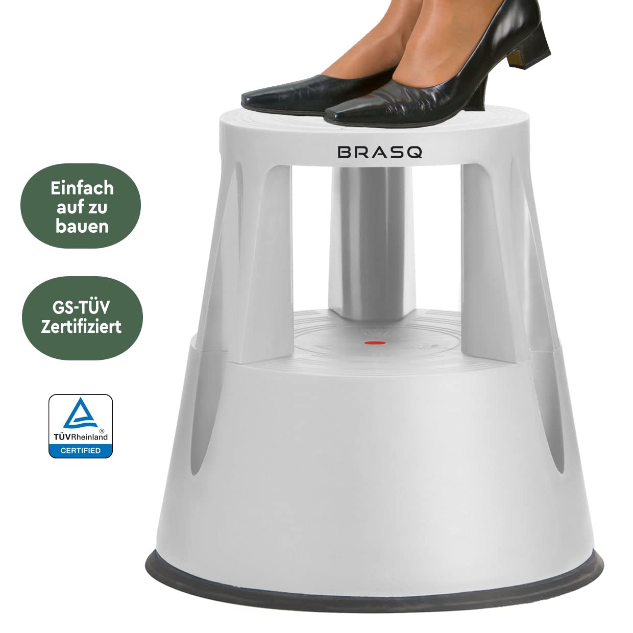 BRASQ Tritthocker mit Rollen ST200 Premium, Elefantenfu, hergestellt aus  hochwertigem Polypropylen, mit 3 einklappbaren Rollen, 42 cm hoch,  Trittrollhocker grau, belastbar bis 150 kg : Amazon.de: Kche, Haushalt &  Wohnen