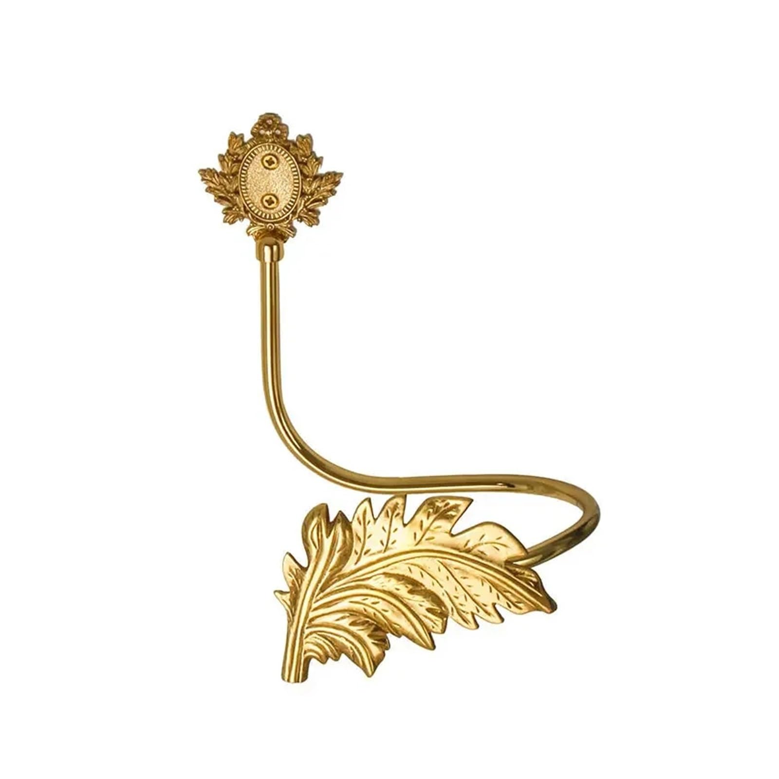Brass Curtain Tieback Hook Creative Angel Wings Brass Pure Copper Curtain Hook Decorative Retro Wall(Leaf left)