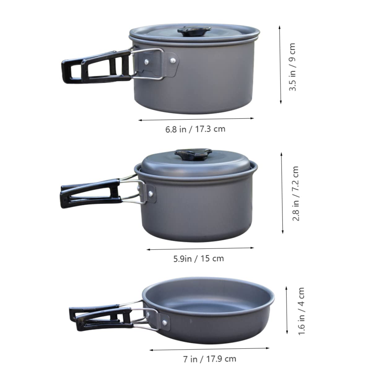 BRIGHTFUFU Camping Cookware Kit 2-3 Person Portable Folding Cookware Outdoor Cooking Set Removable Handle for Camping Hiking and Backpacking
