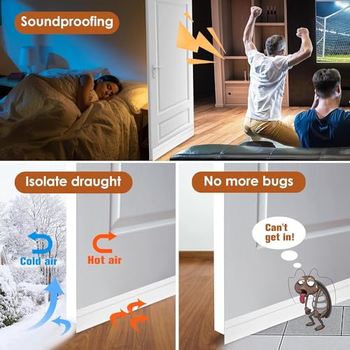 Image of Silicone Self Adhesive Door and Window Shield Tape - Bottom Sealing Strip for Home Weather Stripping, Air Gap, Sound and Dust Proof Seal (White)