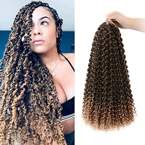 8 Packs Passion Twist Hair 18 Inch Passion Twist Crochet Hair Ombre Water Wave Crochet Braiding Hair Extensions (1B/27)