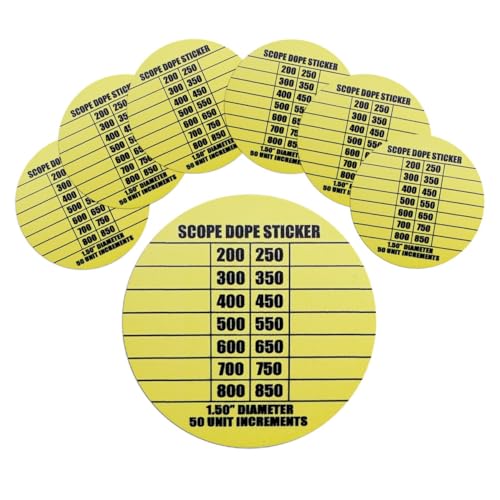 7 Pack Scope DOPE Sticker for Long-Range Shooting- Rifle Scope Sticker Can Be Used with Range Card and Dope Cards for Shooting -1.5 Inch Diameter- Fits Most Scope Caps - Made in the USA - Neon Yellow
