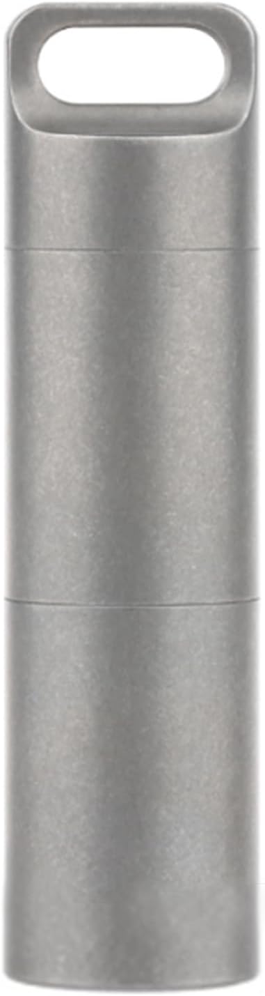 Titanium Pill Container Dual-Compartment Waterproof, Ultra-Lightweight Pill Case for Vitamins, Medication, EDC Rustproof & Airplane Safe (Matte Finish)