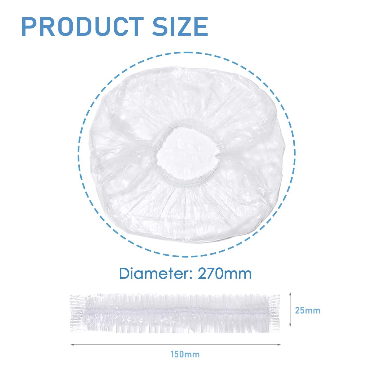 50 Pcs Disposable Shower Caps, 50cm Shower Cap, Plastic Shower Caps, Thick Clear Waterproof Shower Cap, for Home Use Hotel, Spa, Travel - Image 2