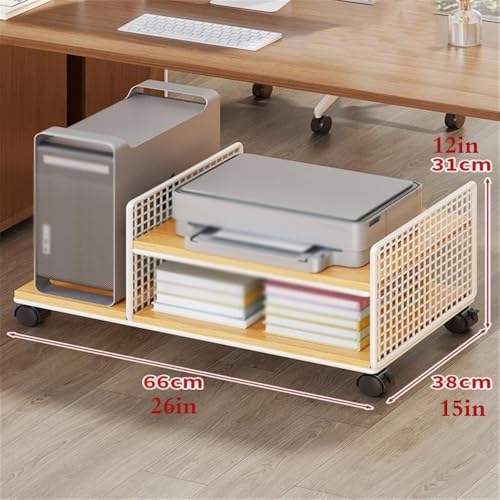 Soporte para CPU, estante multifuncional para impresora y torre de PC con ruedas bloqueables, carro móvil (blanco) miniatura 2