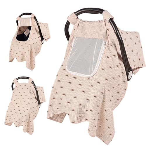 Image of PRIMLECT Car Seat Cover Baby, 100% Muslin Baby Car Seat Cover, 3 in 1 Carseat Cover, Carseat Cover for Baby Easy to Get in & Out…