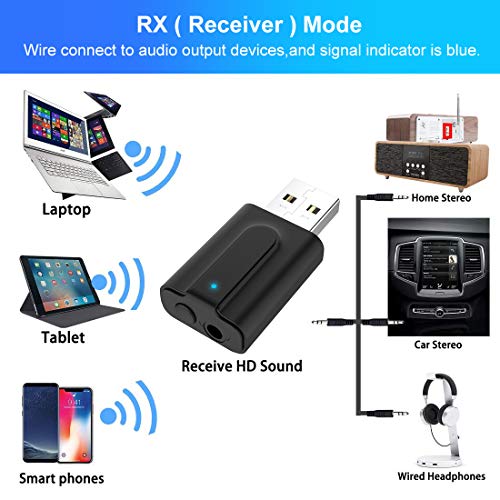 Bluetooth Transmitter and Receiver,Aigital 3.5mm Wireless Adapter for TV Audio Portable Bluetooth Adapter, Bluetooth Audio Receiver for Car/Home Stereo System - Thumbnail 3