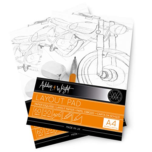 Ashton and Wright - A4 Semi Transparent Layout Pad - 50gsm Paper - 60 Sheets - Pack of 5
