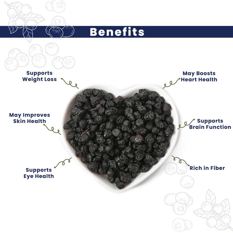 Image of Nut khana Organic Dried Blueberry 250 gm | Whole & Naturally Sweet Berry | High in Antioxidants & Fiber | Healthy Blueberry Snack | Rich In Calcium, Vitamin K