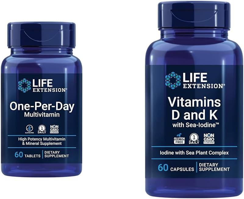One-Per-Day Multivitamin – Packed with Over 25 Vitamins, Minerals & Plant Extracts & Vitamins D and K with Sea-Iodine, Vitamin D3, Vitamin K1 and K2, Iodine