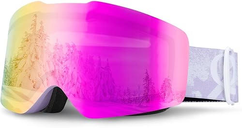 QUNATURE Gafas de esquí antivaho para snowboard, protección UV400, sin marco, para nieve, casco compatible con hombres y mujeres