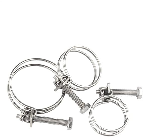 5PCS Double Wire Hose Clips Adjustable 201 Stainless Steel Hose Clamps Double Wire Pond Hose Clips Fastener for Pipeline,25-29mm/0.98-1.14inch