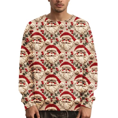 Men's Christmas Reindeer Snowman Santa and Snowflakes Sweater
