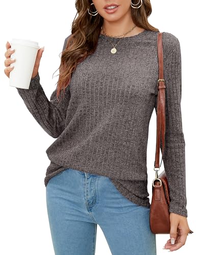 SimpleFun Autumn Sweaters for Women 2024 Long Sleeve Scooped Hem ...