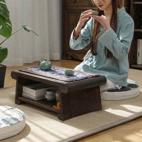 Table basse pliante de méditation et salle à manger meuble d'appoint noyer - 4