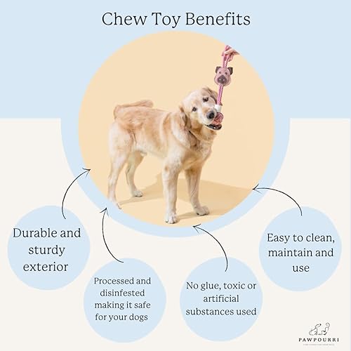 Miniatura 5 de Juguete masticable de cuero de gamuza natural y cuerda para perros medianos a grandes (forma de béisbol)