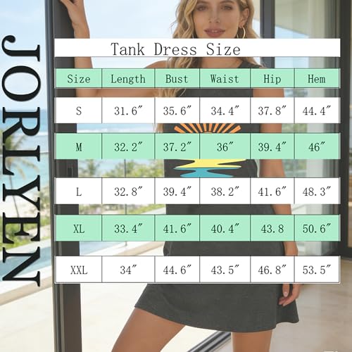 Image of Summer Tank Dress for Women Casual Vacation Sundress Coconut Tree Graphic Beach Cover Up