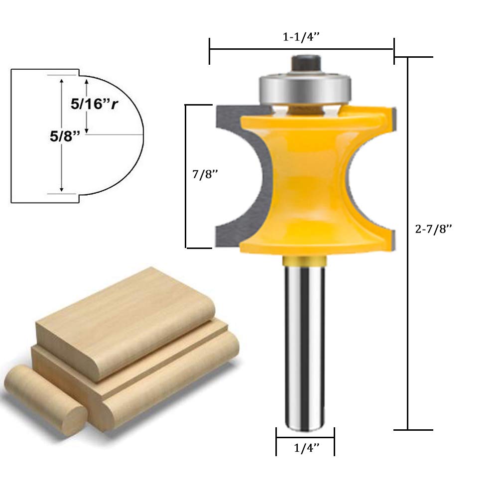 Mayline AR-03 - Set di 5 punte per fresa con gambo da 6,35 mm, per lavorazione del legno, utensili da taglio CNC, per porte e ripiani del tavolo