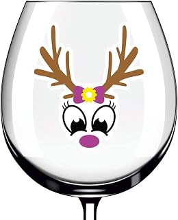 12x Reindeer Christmas Wine Glass Bottle Bauble Party Vinyl Sticker Decals h461