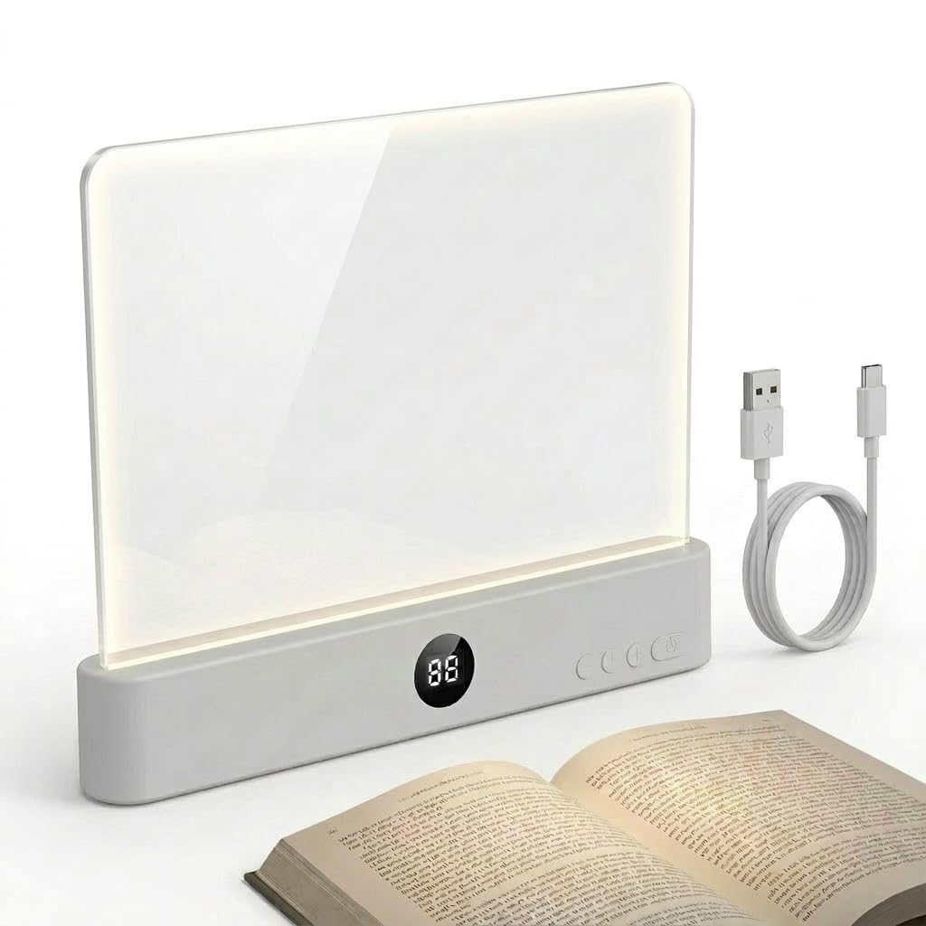Luz Panel de Lectura LED para Libros, Panel Acrílico Ultradelgado, Multifuncional como Luz de Marcador y Luz Nocturna, Compacta y Portátil para Lectura en Cama, Estudio, Viajes o Aire Libre