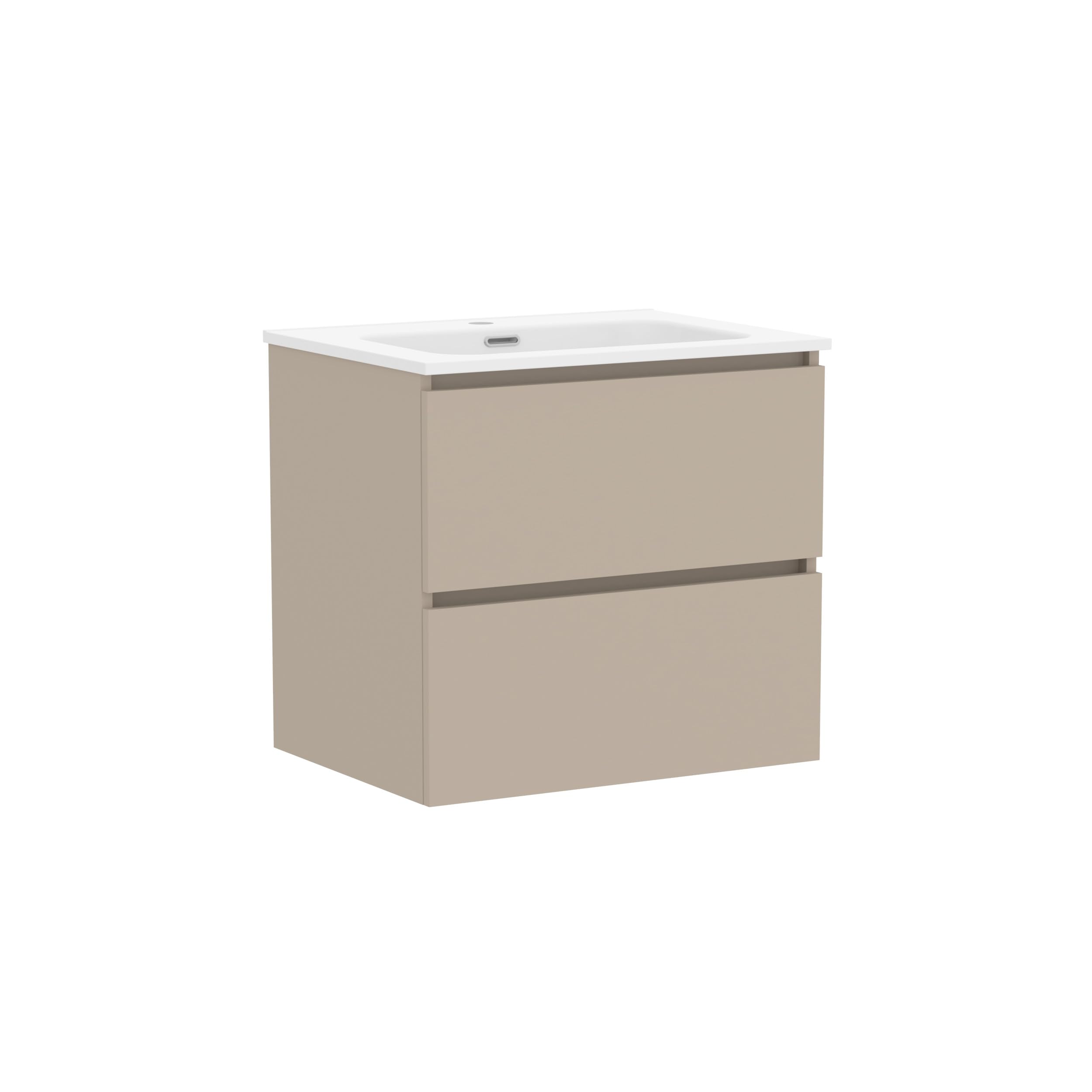 Baikal Mueble de Baño Klay. Mueble MONTADO. 2 Cajones Suspendido con Lavabo. Armario de Baño. Lavabo Ceramico. 70cm Visón.