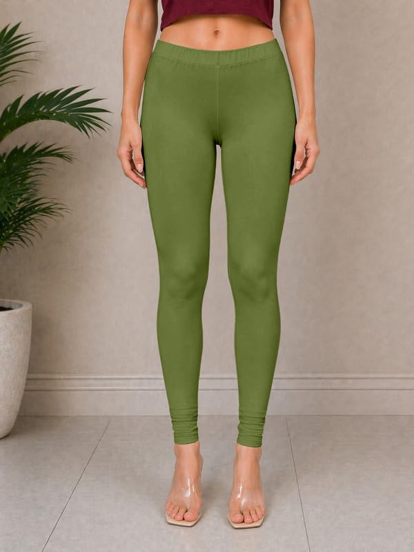 Image of TRENDMALLS Women's Microfiber Elastane Stretch Soft Churidar Length Leggings with Ultrasoft Waistband