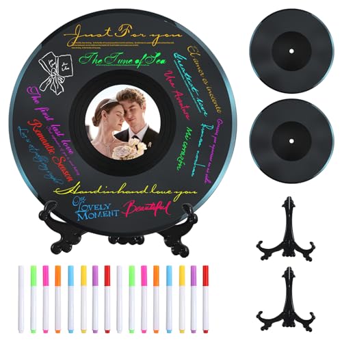 TECHEEL Disco de vinilo para cumpleaños, libro de visitas (boda)