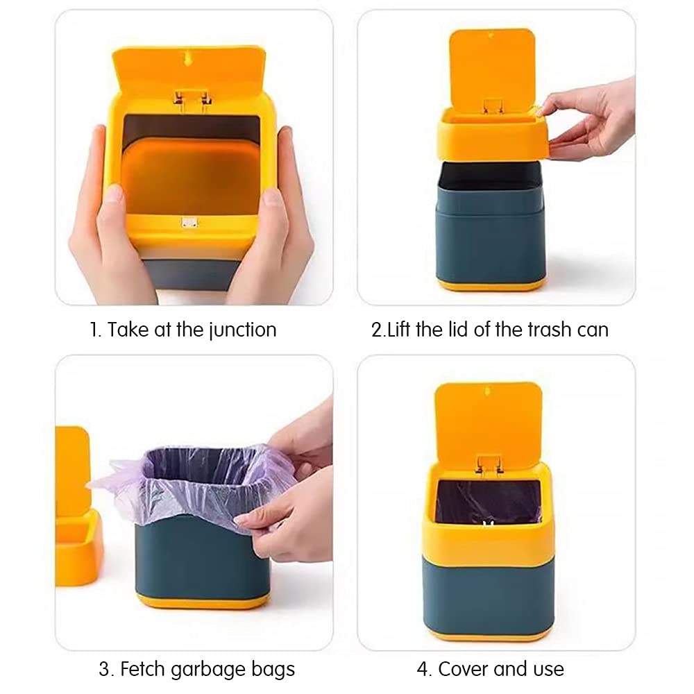 Mini-Abfalleimer, klein, für den Schreibtisch, für Zuhause, Büro, Tisch, Mini-Mülleimer mit Deckel, für den Haushalt, Kleinteile, Fass, Grau
